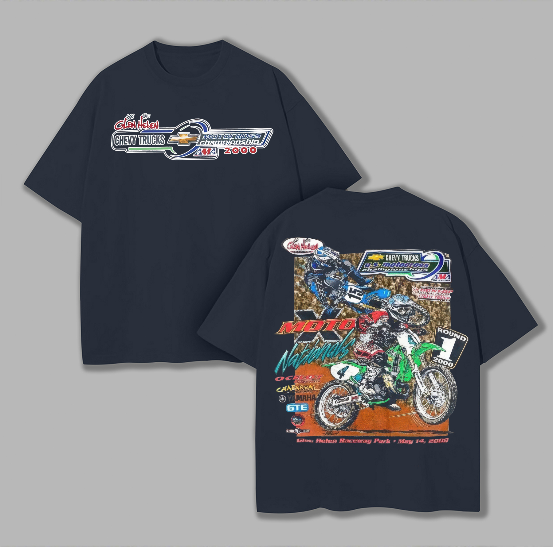 NOS 2000 Glen Helen Motocross Pro National Printed Unisex Oversized T-shirt Image - 9