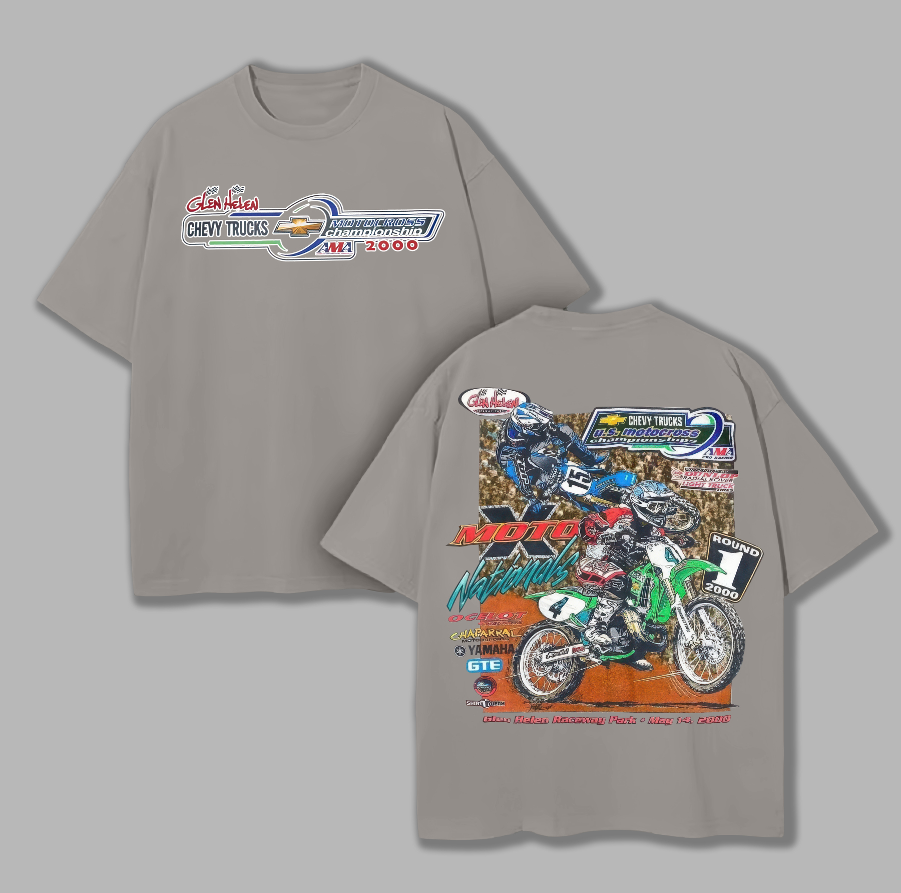 NOS 2000 Glen Helen Motocross Pro National Printed Unisex Oversized T-shirt Image - 8