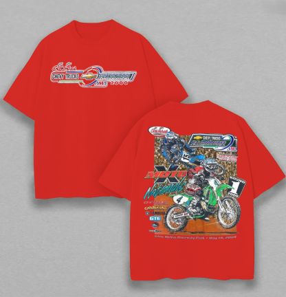 NOS 2000 Glen Helen Motocross Pro National Printed Unisex Oversized T-shirt Image - 5
