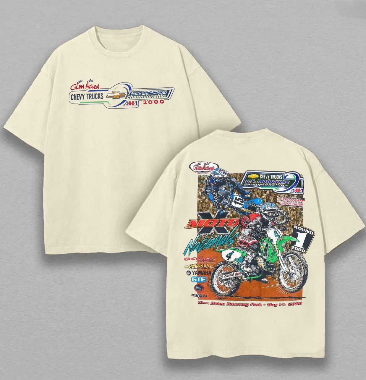 NOS 2000 Glen Helen Motocross Pro National Printed Unisex Oversized T-shirt Image - 6