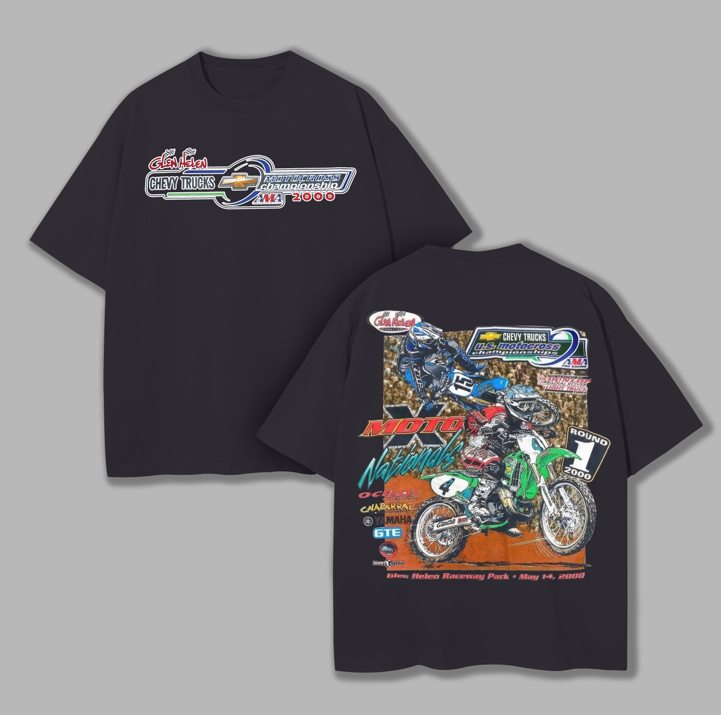 NOS 2000 Glen Helen Motocross Pro National Printed Unisex Oversized T-shirt Image - 7