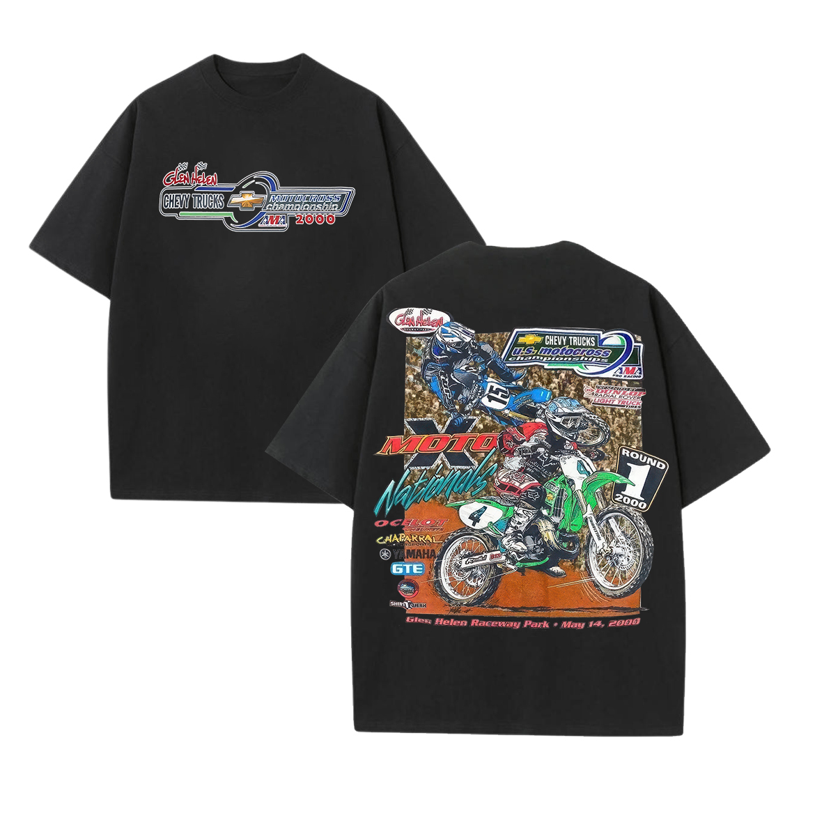 NOS 2000 Glen Helen Motocross Pro National Printed Unisex Oversized T-shirt Image - 10
