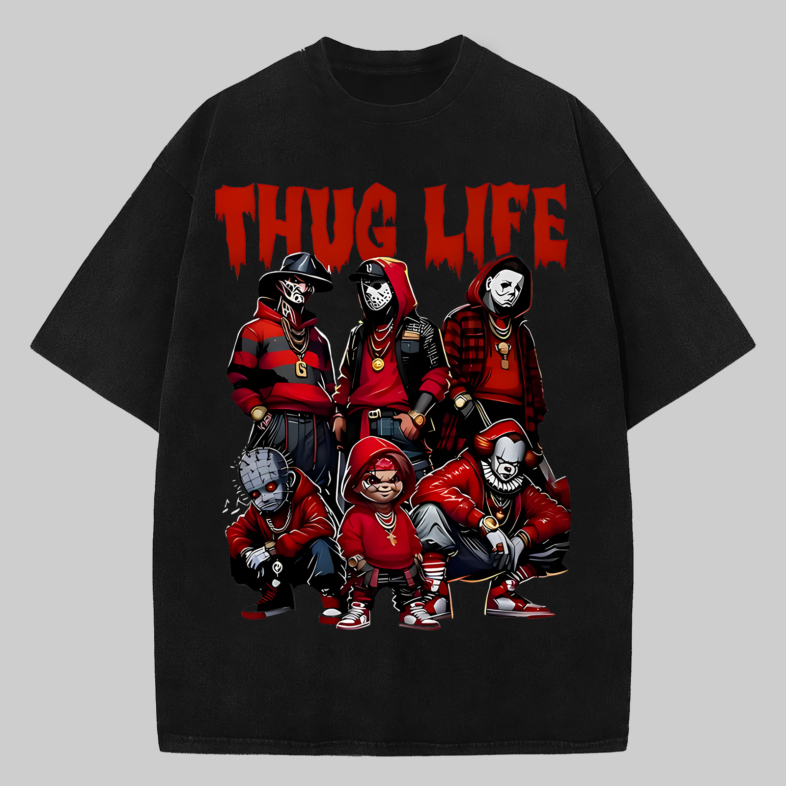 Thug Life Printed Oversized Unisex T-shirts Image - 1