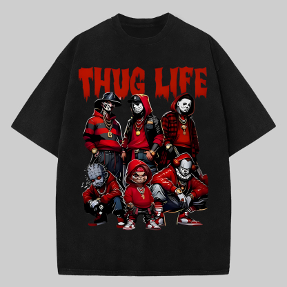 Thug Life Printed Oversized Unisex T-shirts Image - 1