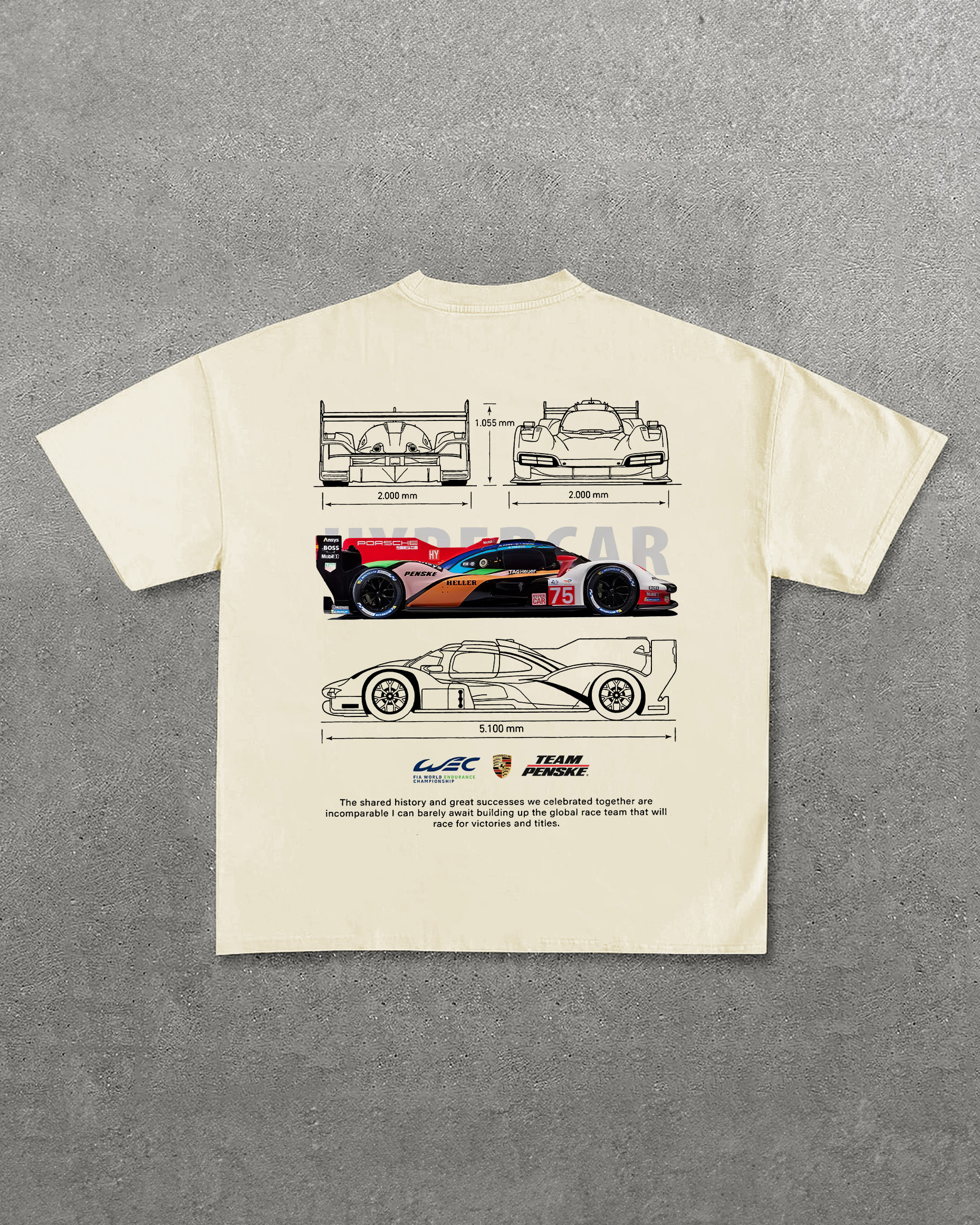 Porsche 963 Printed Oversized Unisex T-shirts Image - 3