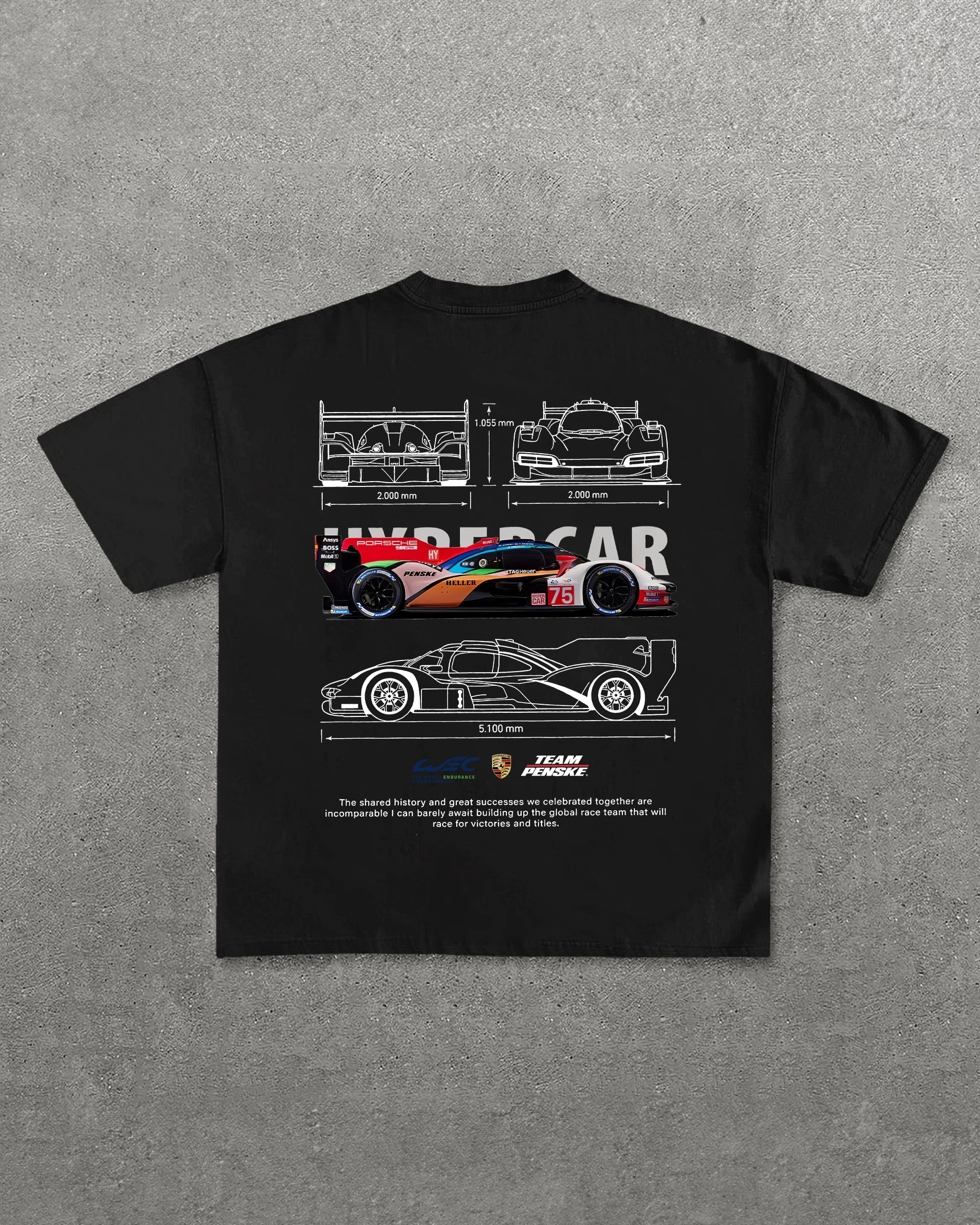 Porsche 963 Printed Oversized Unisex T-shirts Image - 5