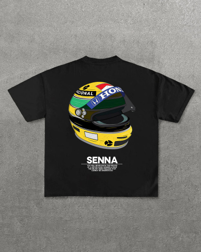 Ayrton Senna Helmet Printed Oversized Unisex T-shirt Image - 5