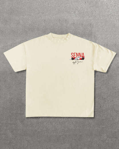 Ayrton Senna Helmet Printed Oversized Unisex T-shirt Image - 4