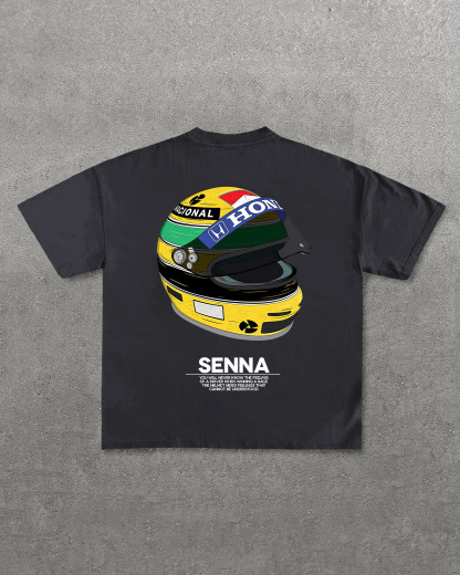 Ayrton Senna Helmet Printed Oversized Unisex T-shirt Image - 7