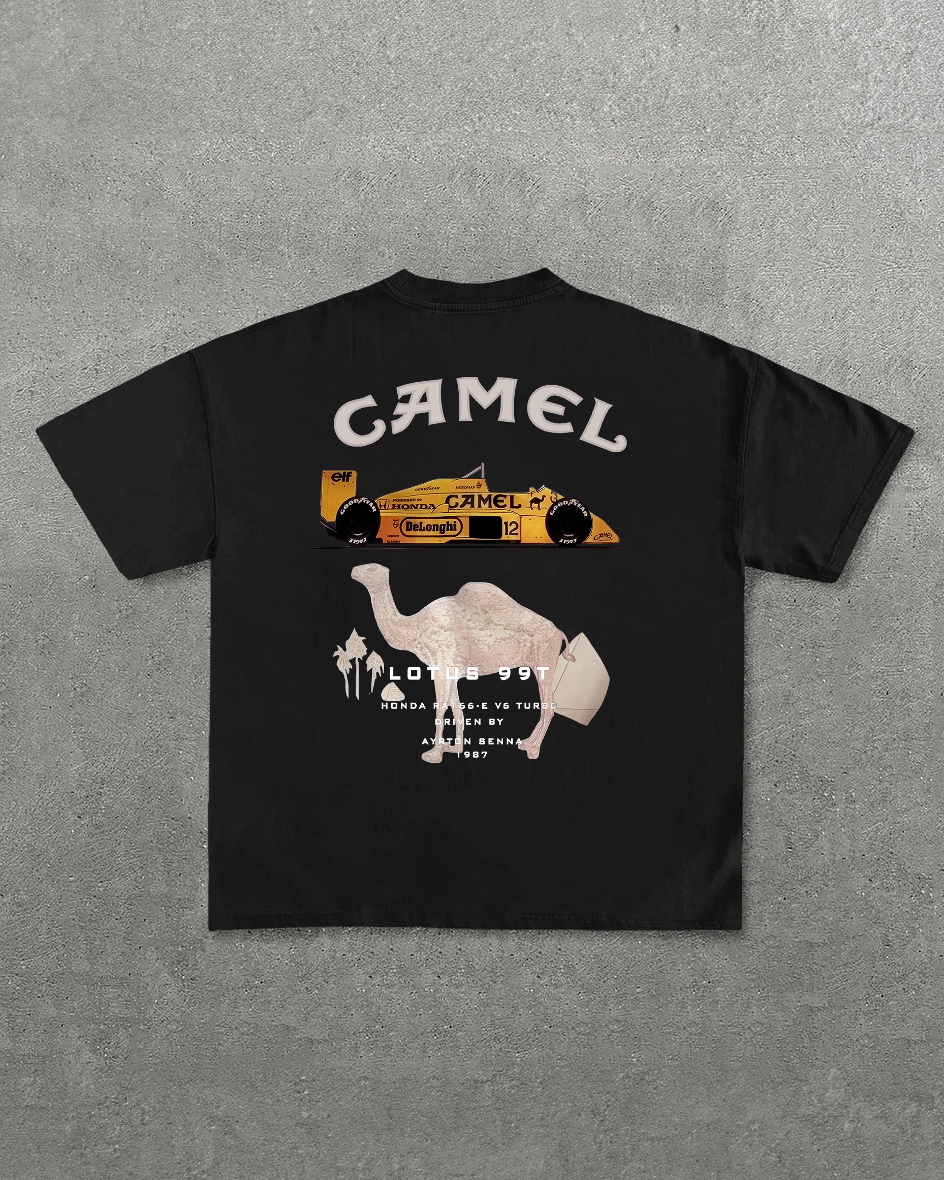 Camel Lotus 99t Printed Oversized Unisex T-shirt Image - 5