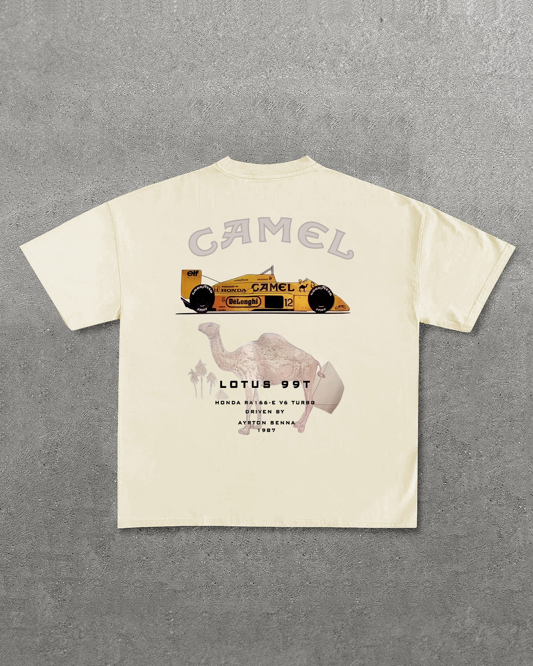 Camel Lotus 99t Printed Oversized Unisex T-shirt Image - 3