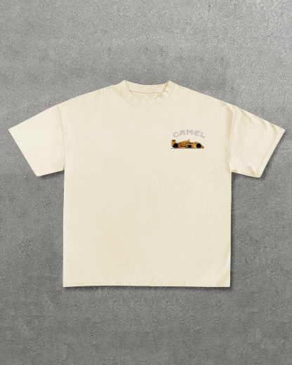 Camel Lotus 99t Printed Oversized Unisex T-shirt Image - 4