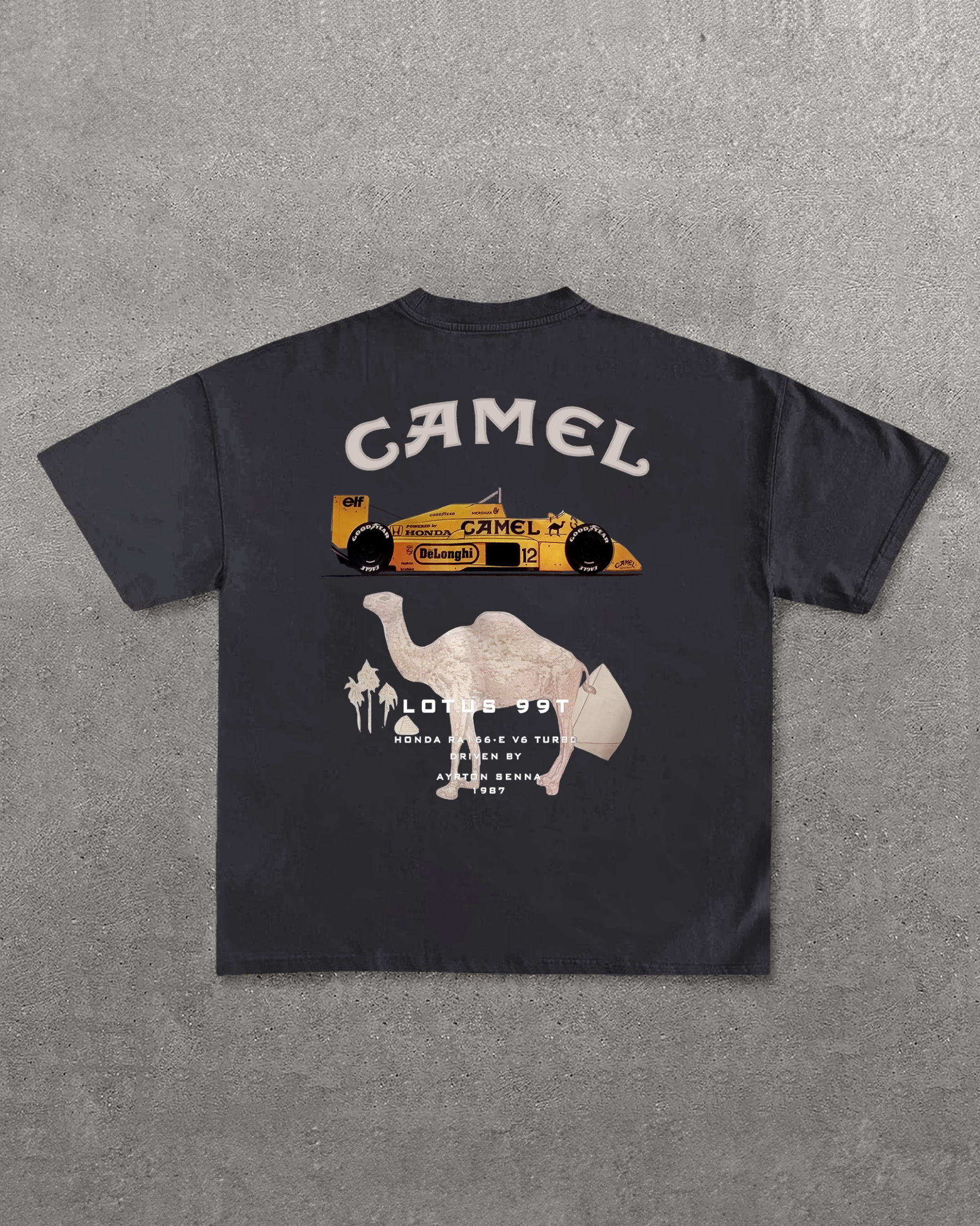 Camel Lotus 99t Printed Oversized Unisex T-shirt Image - 7