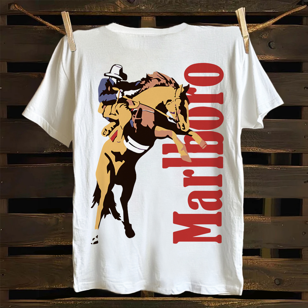 Vintage Marlboro Cowboy Printed Oversized Unisex T-shirts Image - 1