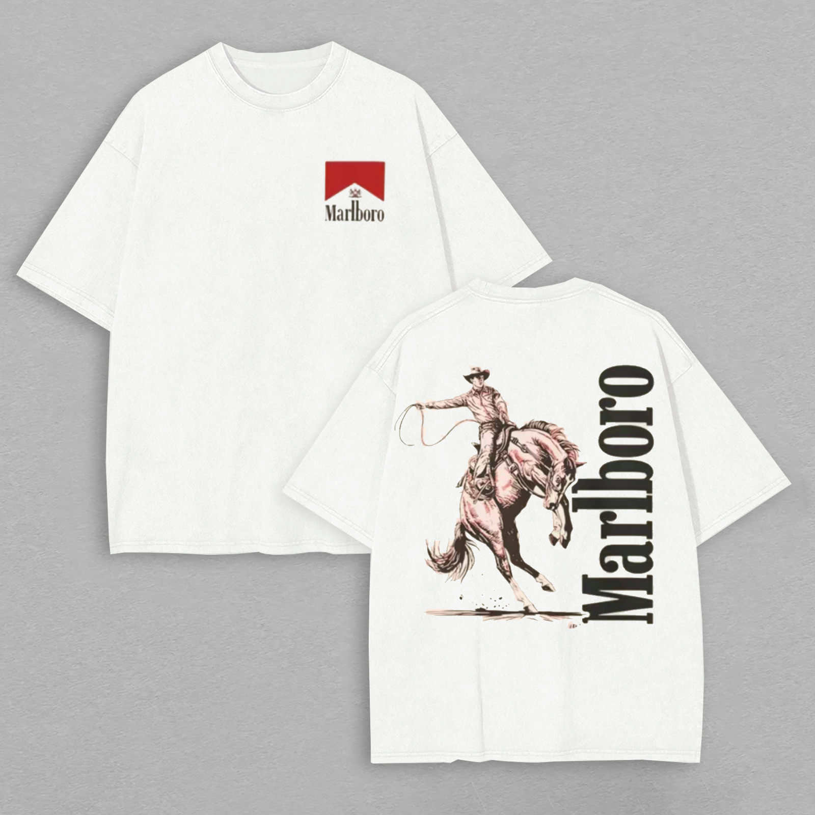 Marlboro Printed Oversized Unisex T-shirt Image - 2