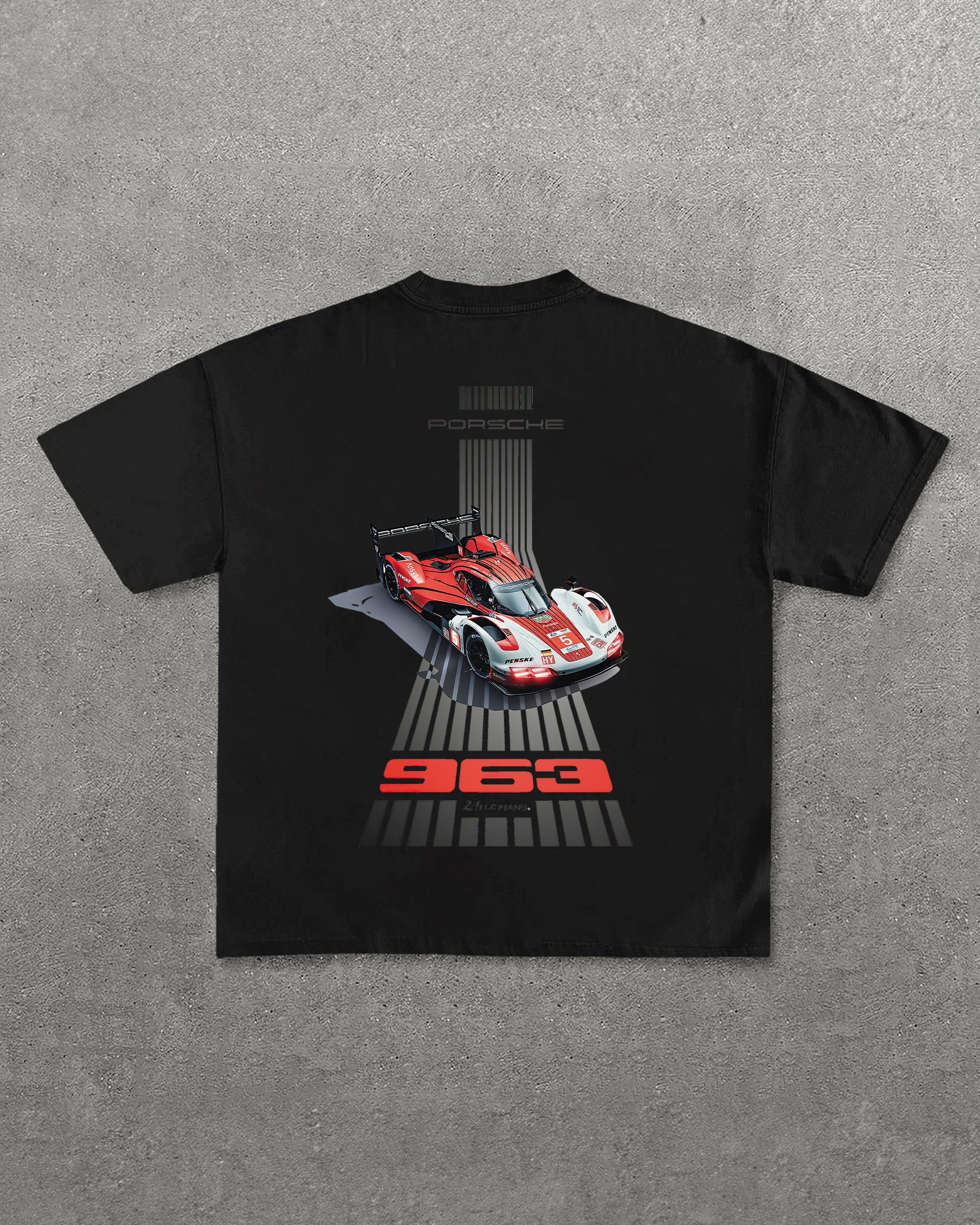 Porsche 963 Racing Car Printed Oversized Unisex T-shirts Image - 3