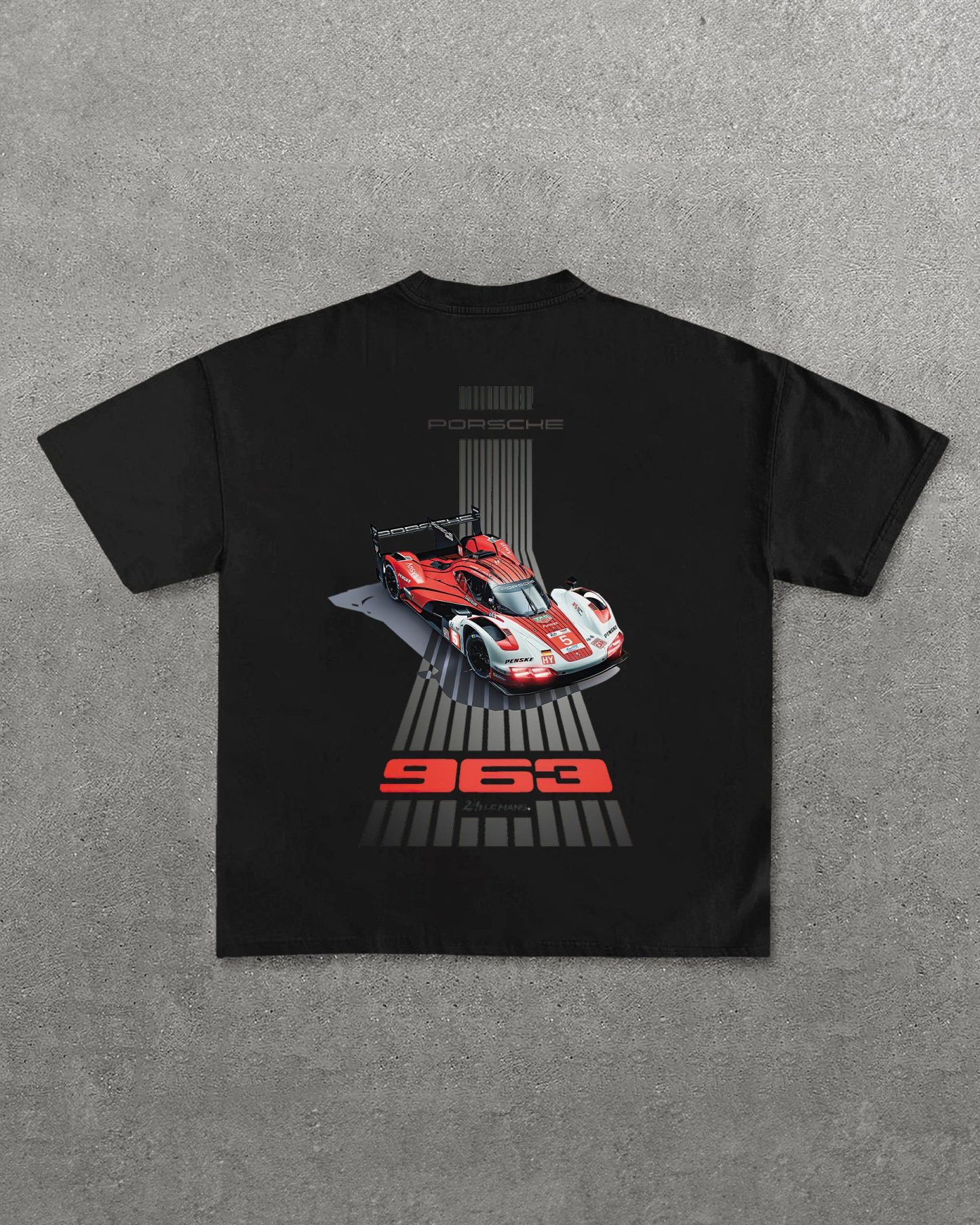 Porsche 963 Racing Car Printed Oversized Unisex T-shirts Image - 3