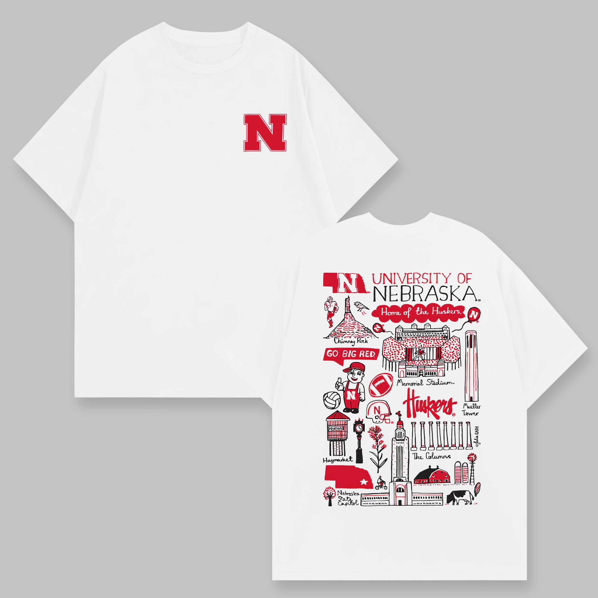 University of Nebraska Printed Oversized Unisex T-shirts Image - 2