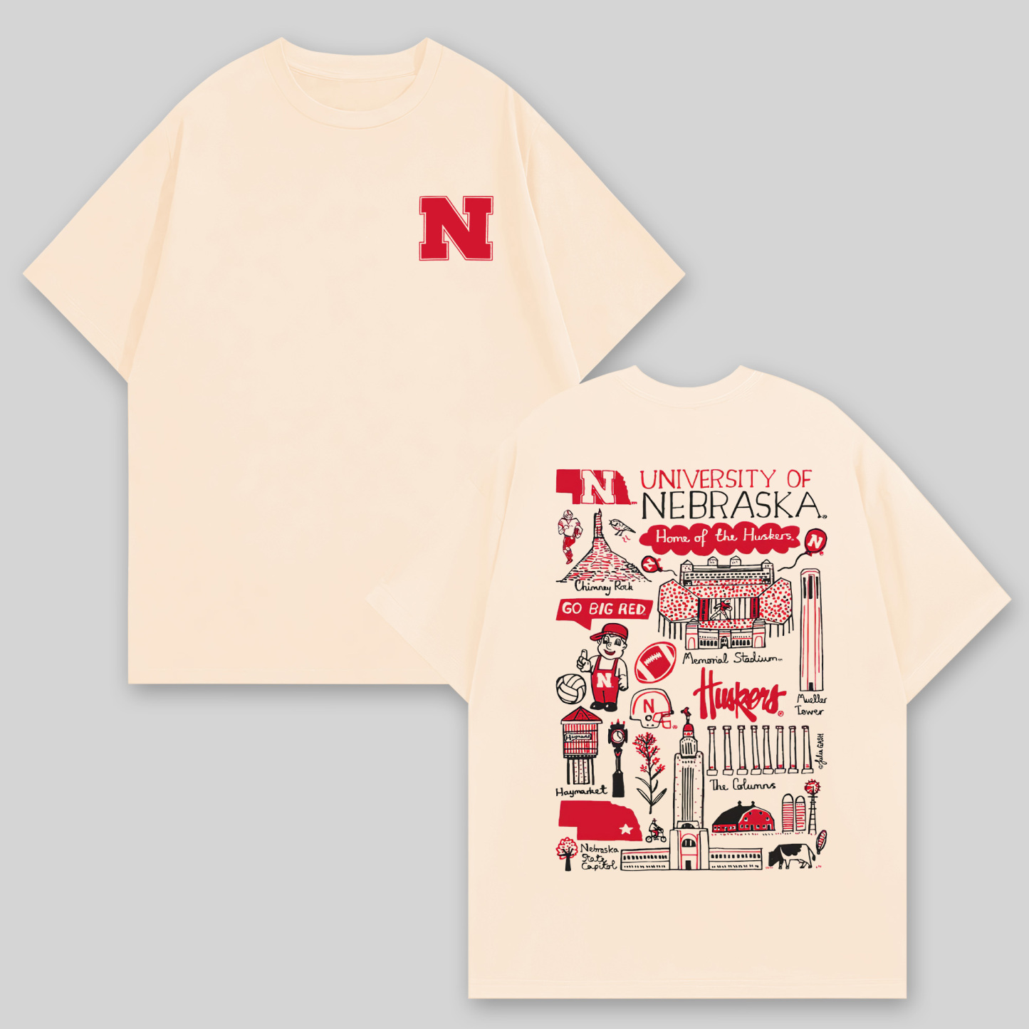 University of Nebraska Printed Oversized Unisex T-shirts Image - 1