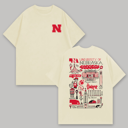 University of Nebraska Printed Oversized Unisex T-shirts Image - 3