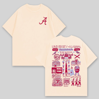 University of Alabama Printed Oversized Unisex T-shirts Image - 2