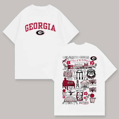 University Of Georgia Printed Oversized Unisex T-shirts Image - 1