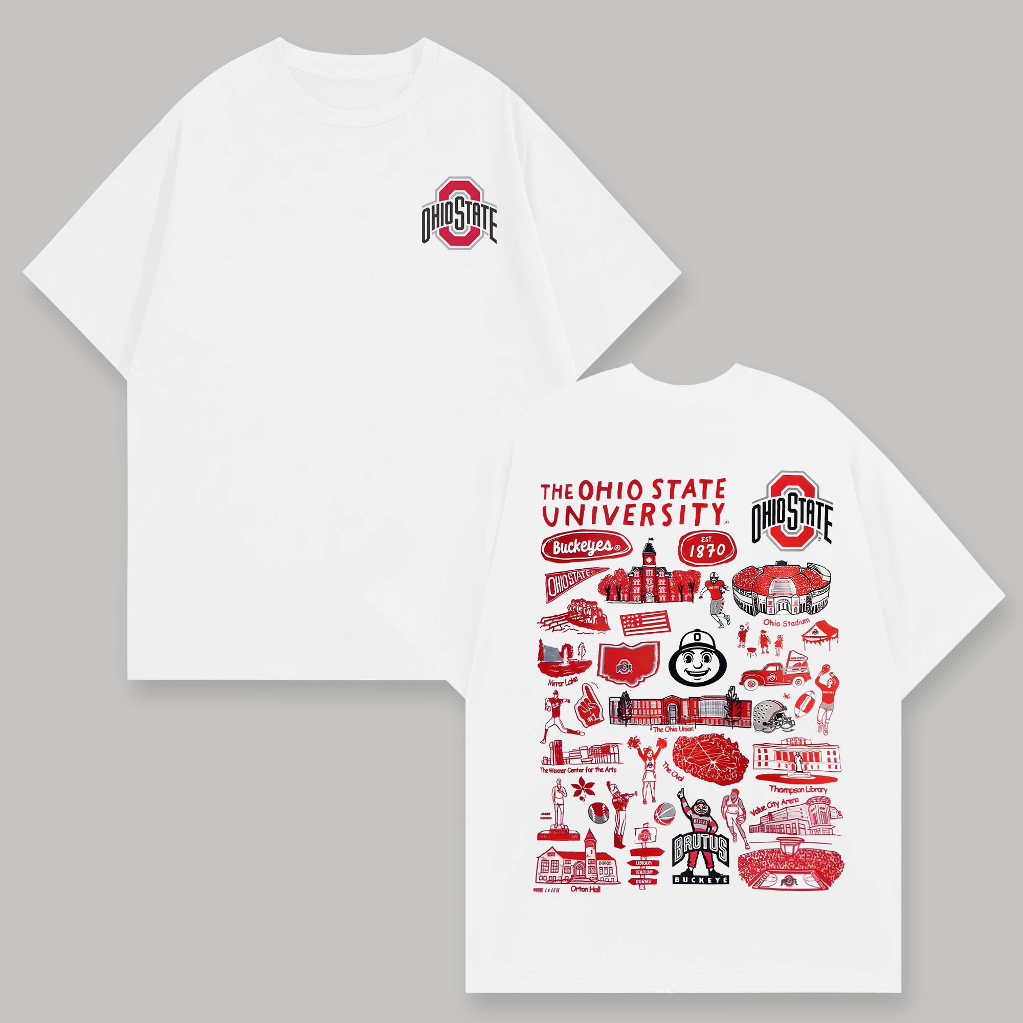 The Ohio State University Printed Oversized Unisex T-shirts Image - 1