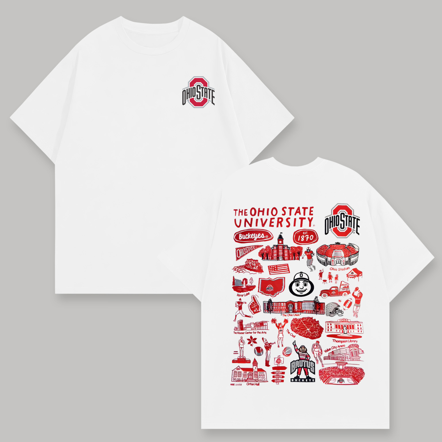 The Ohio State University Printed Oversized Unisex T-shirts Image - 1