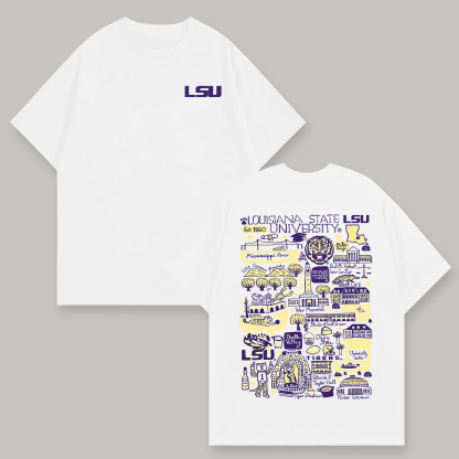 Louisiana State University Printed Oversized Unisex T-shirts Image - 1