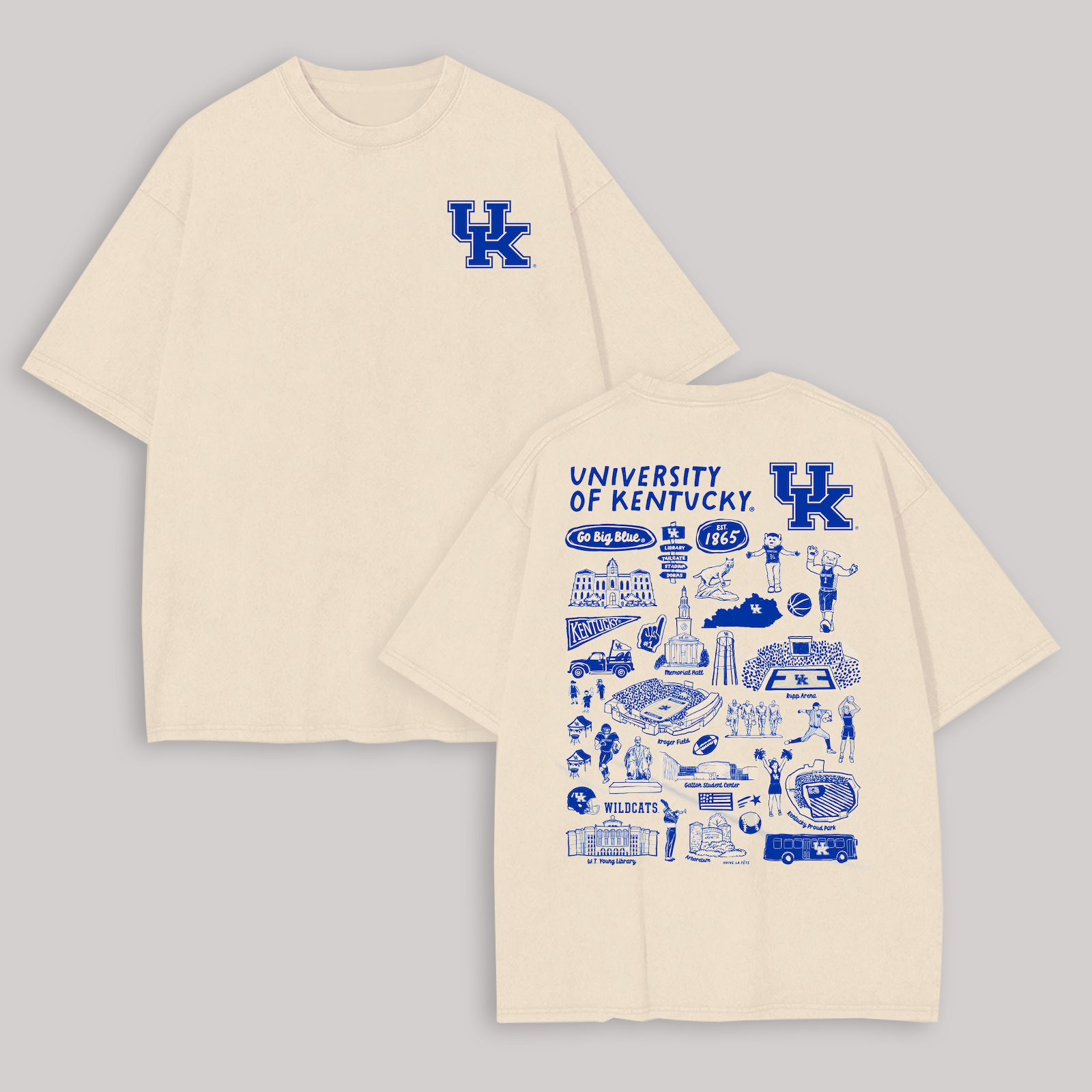 University of Kentucky Printed Oversized Unisex T-shirt Image - 1