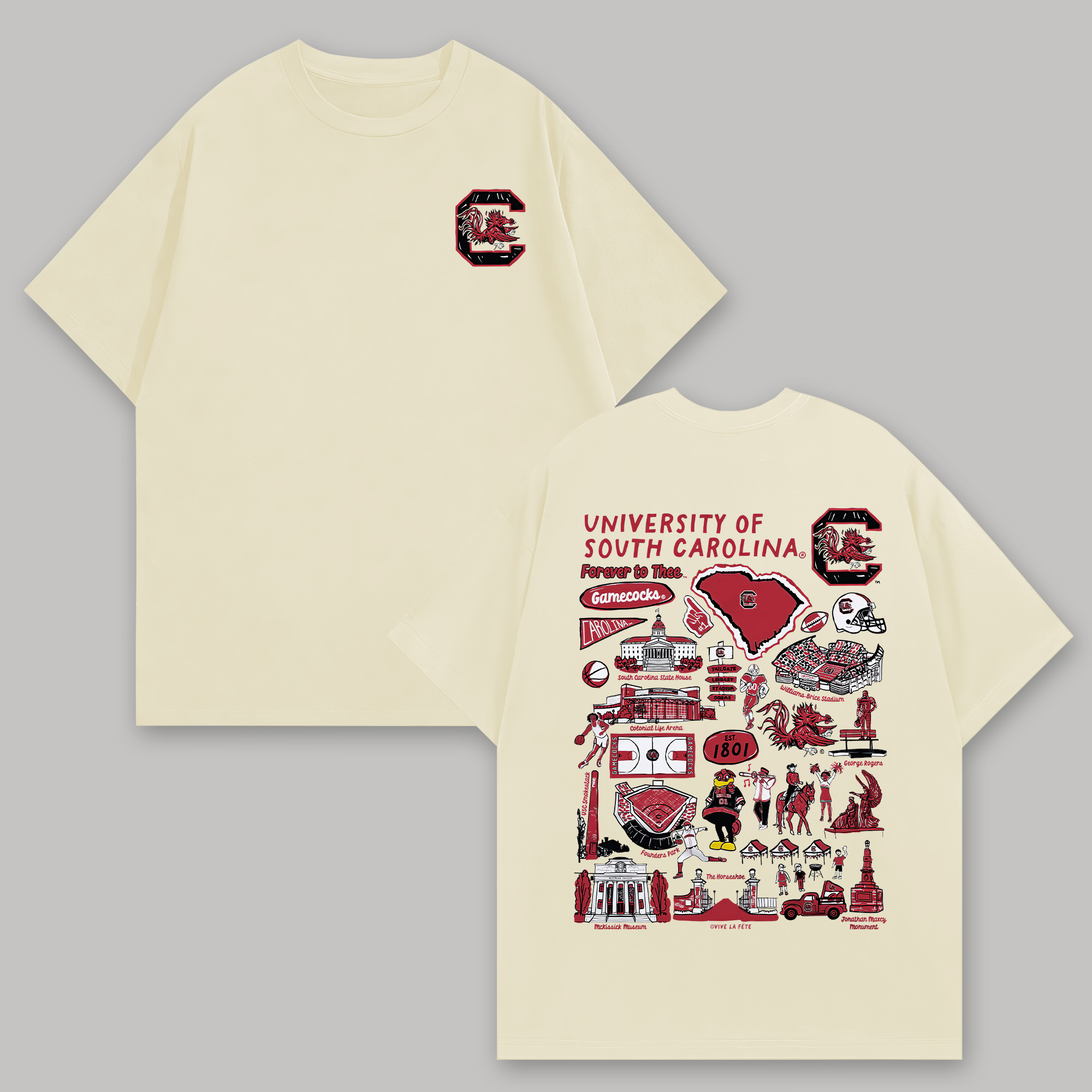 University of South Carolina Printed Oversized Unisex T-shirts Image - 3