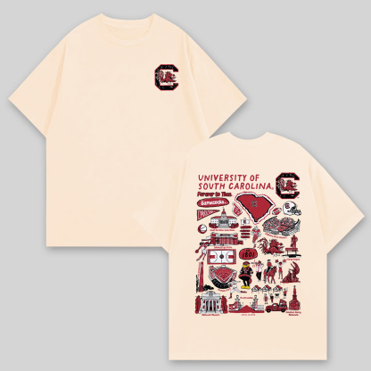 University of South Carolina Printed Oversized Unisex T-shirts Image - 2