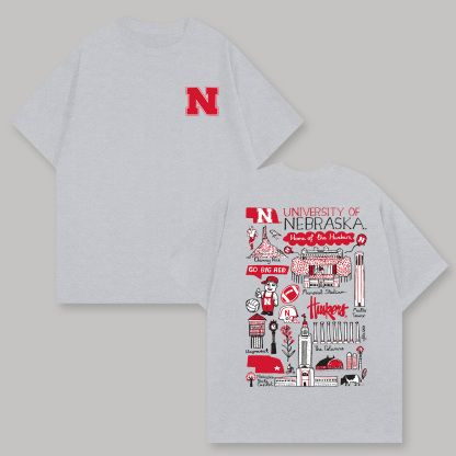 University of Nebraska Printed Oversized Unisex T-shirts Image - 4