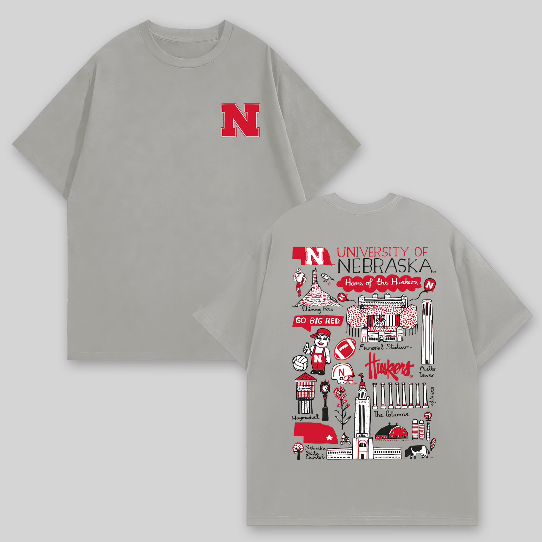 University of Nebraska Printed Oversized Unisex T-shirts Image - 6