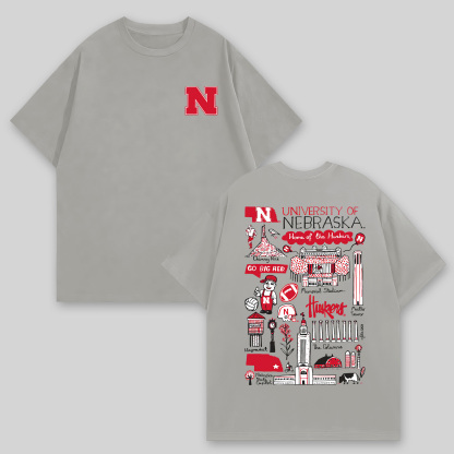 University of Nebraska Printed Oversized Unisex T-shirts Image - 6