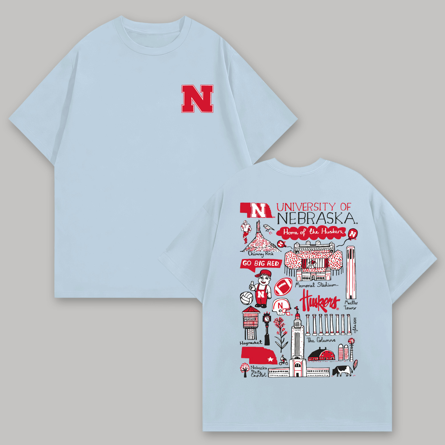 University of Nebraska Printed Oversized Unisex T-shirts Image - 5