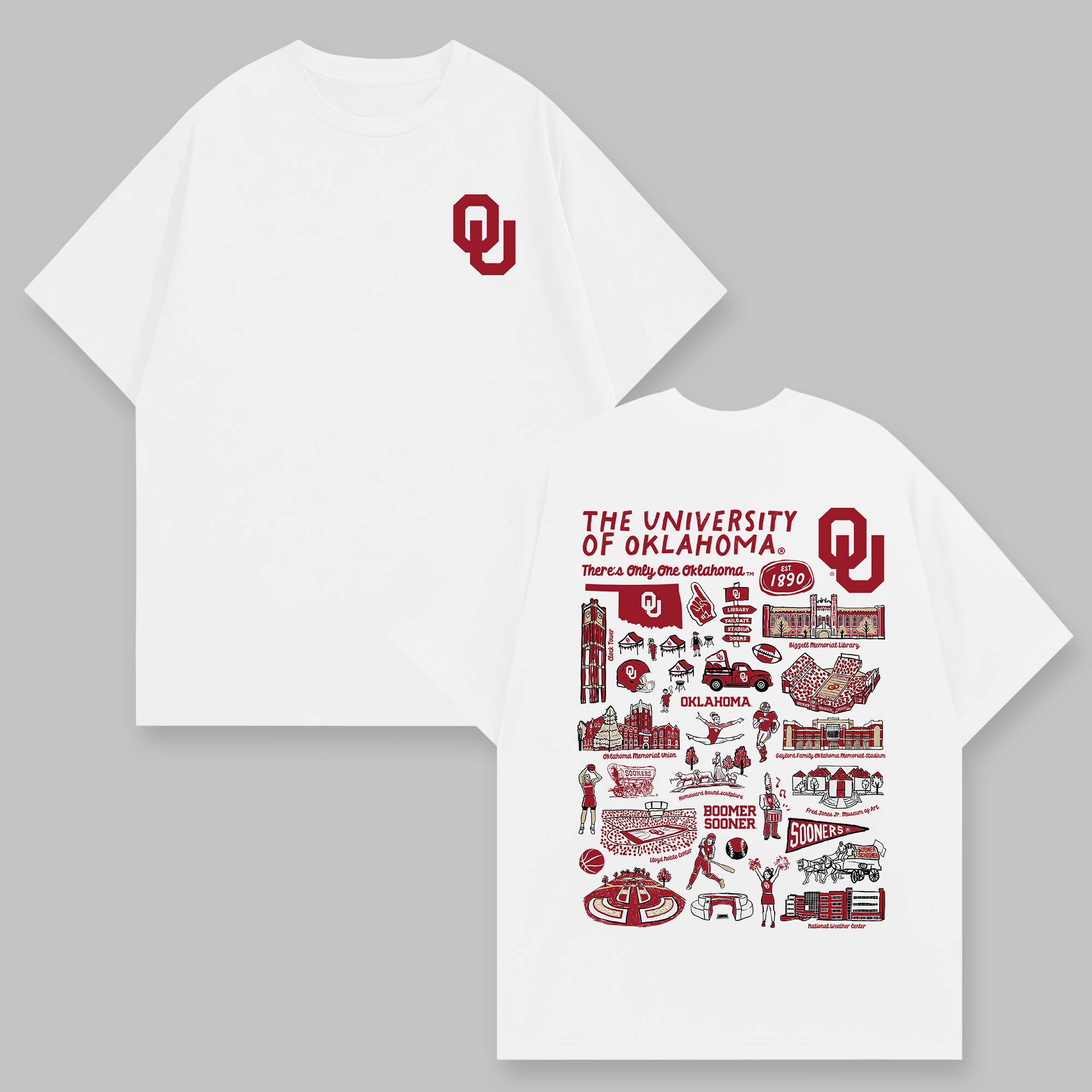 The University of Oklahoma Printed Oversized Unisex T-shirts Image - 1