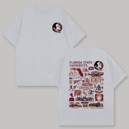Florida State University Printed Oversized Unisex T-shirts Image - 2