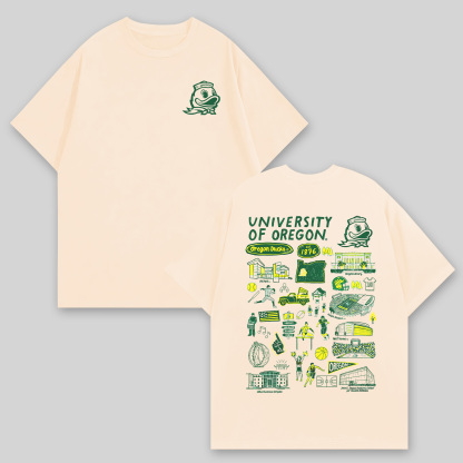 University of Oregon Printed Oversized Unisex T-shirts Image - 1