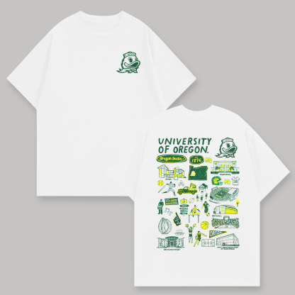 University of Oregon Printed Oversized Unisex T-shirts Image - 2