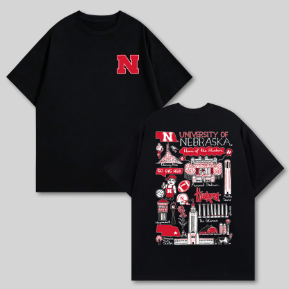 University of Nebraska Printed Oversized Unisex T-shirts Image - 7