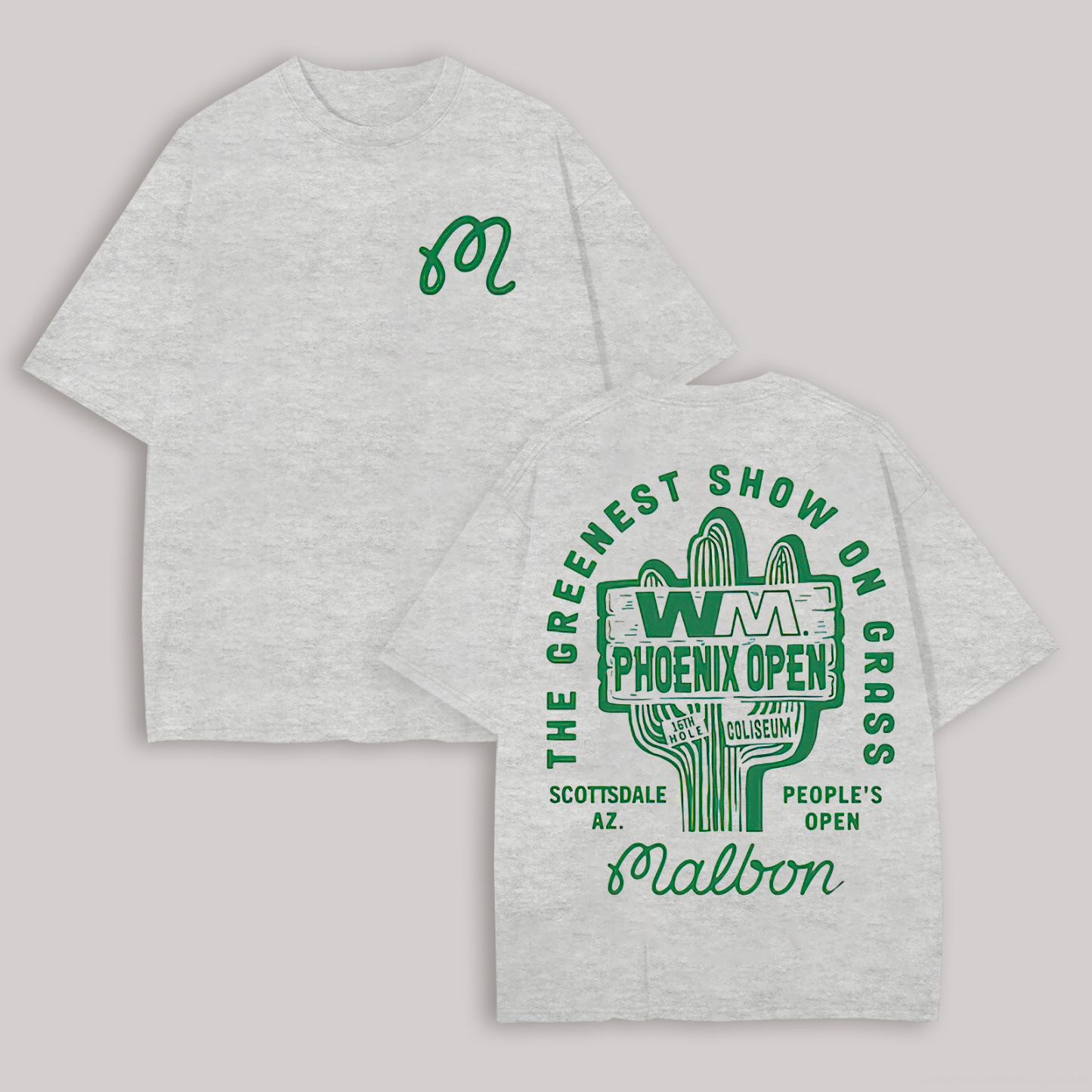 2025 WM Phoenix Open Malbon Golf Printed Unisex Oversized T-shirts Image - 3