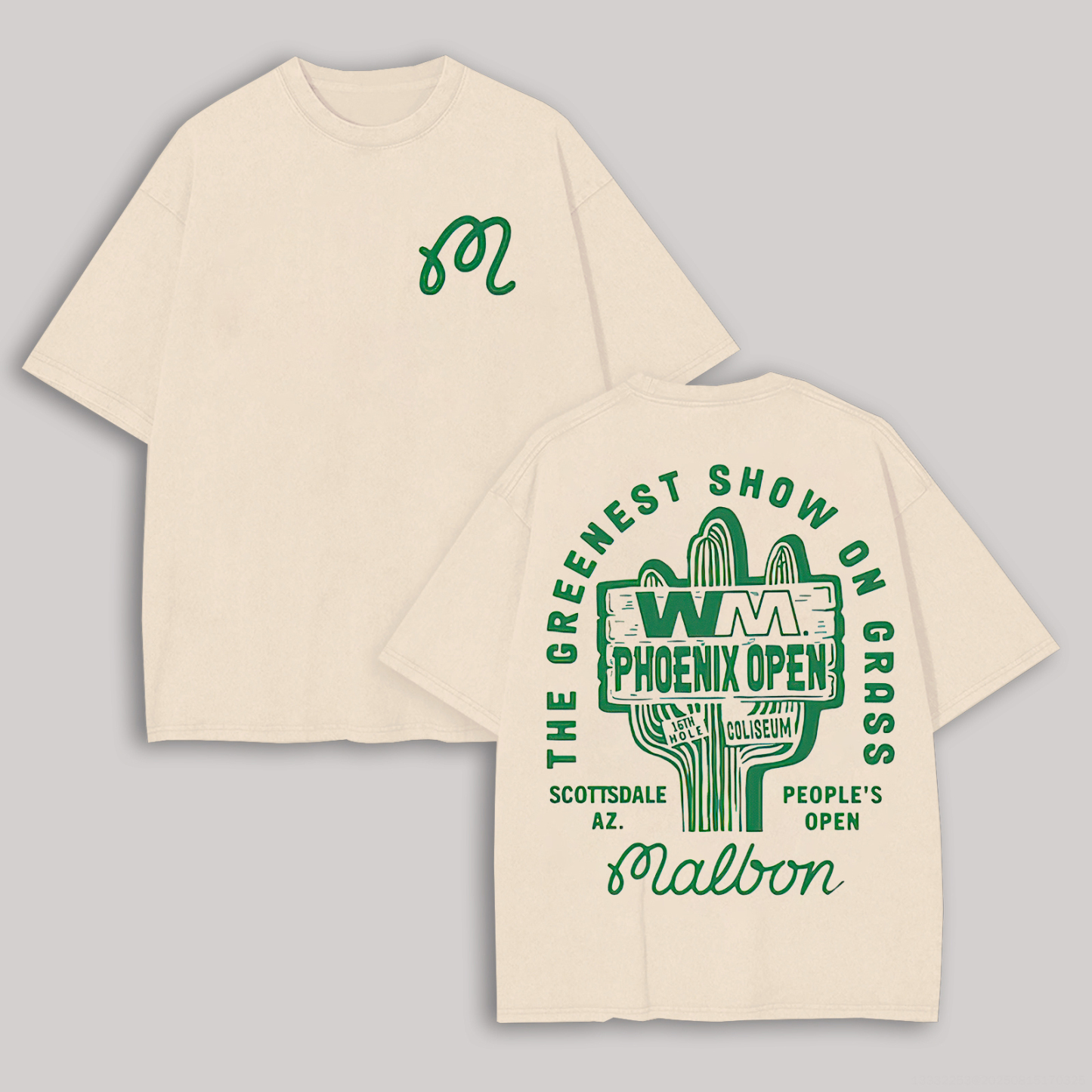 2025 WM Phoenix Open Malbon Golf Printed Unisex Oversized T-shirts Image - 4