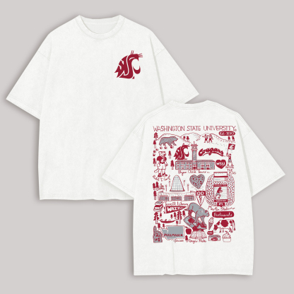 Washington State University Printed Oversized Unisex T-shirt Image - 2