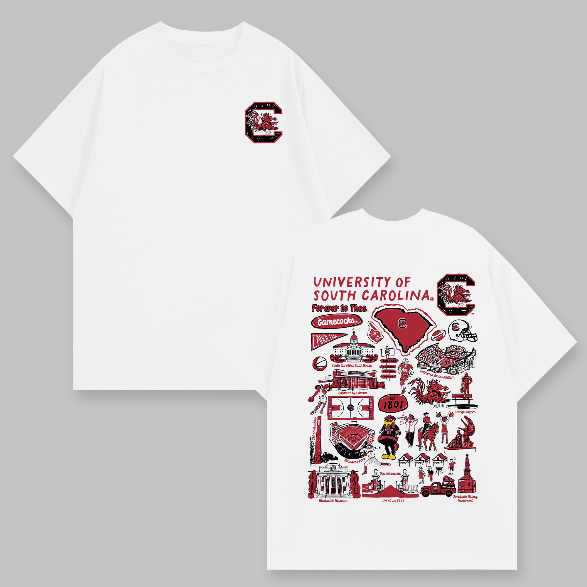 University of South Carolina Printed Oversized Unisex T-shirts Image - 1