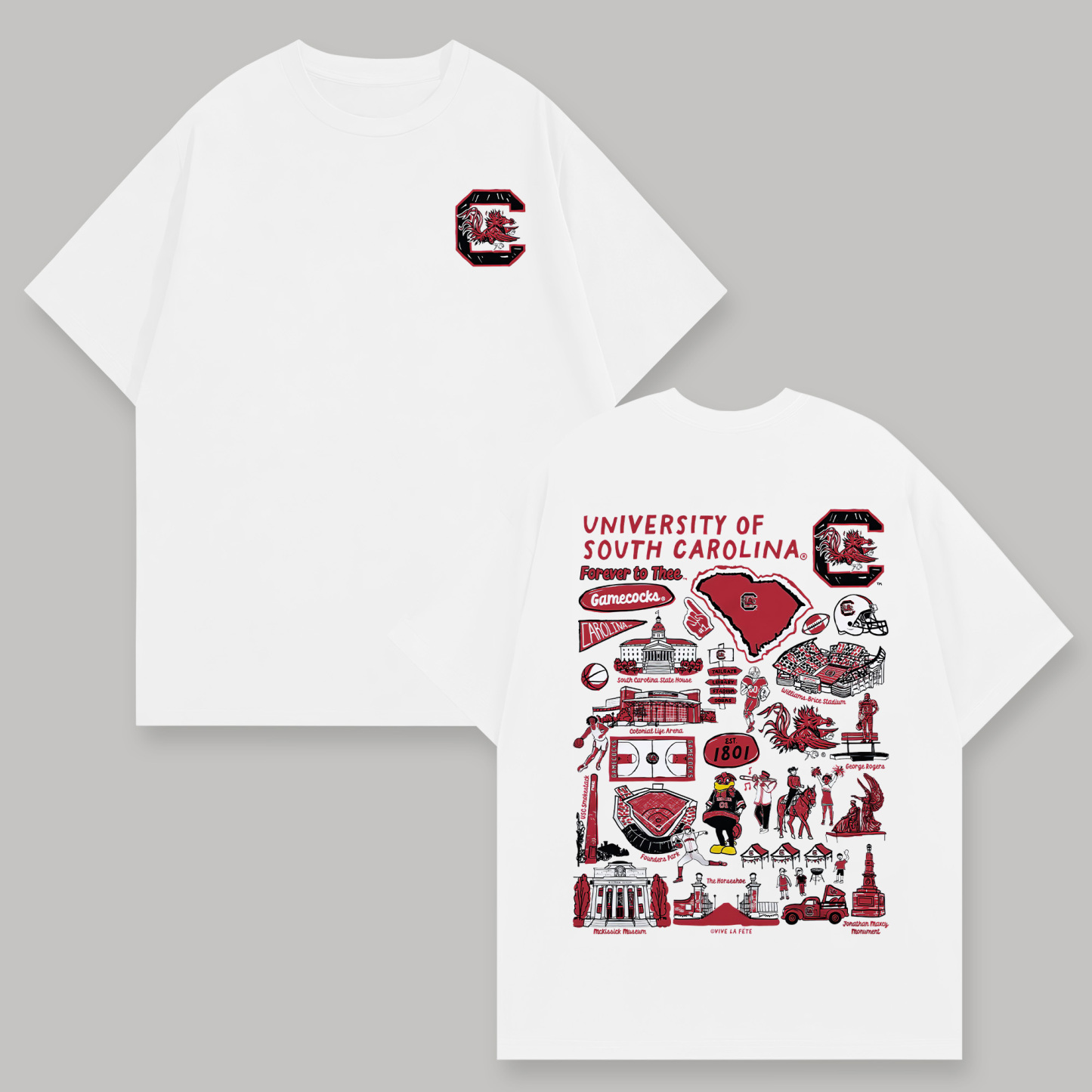 University of South Carolina Printed Oversized Unisex T-shirts Image - 1