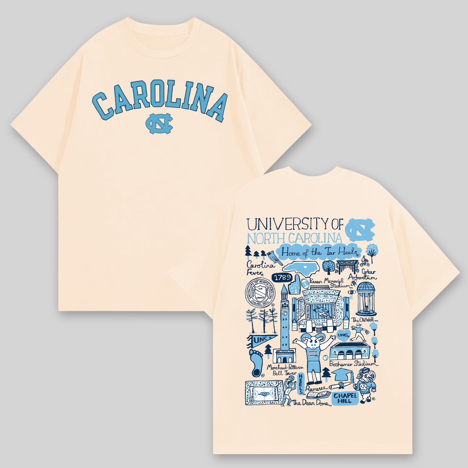 University of North Carolina Printed Oversized Unisex T-shirts Image - 5