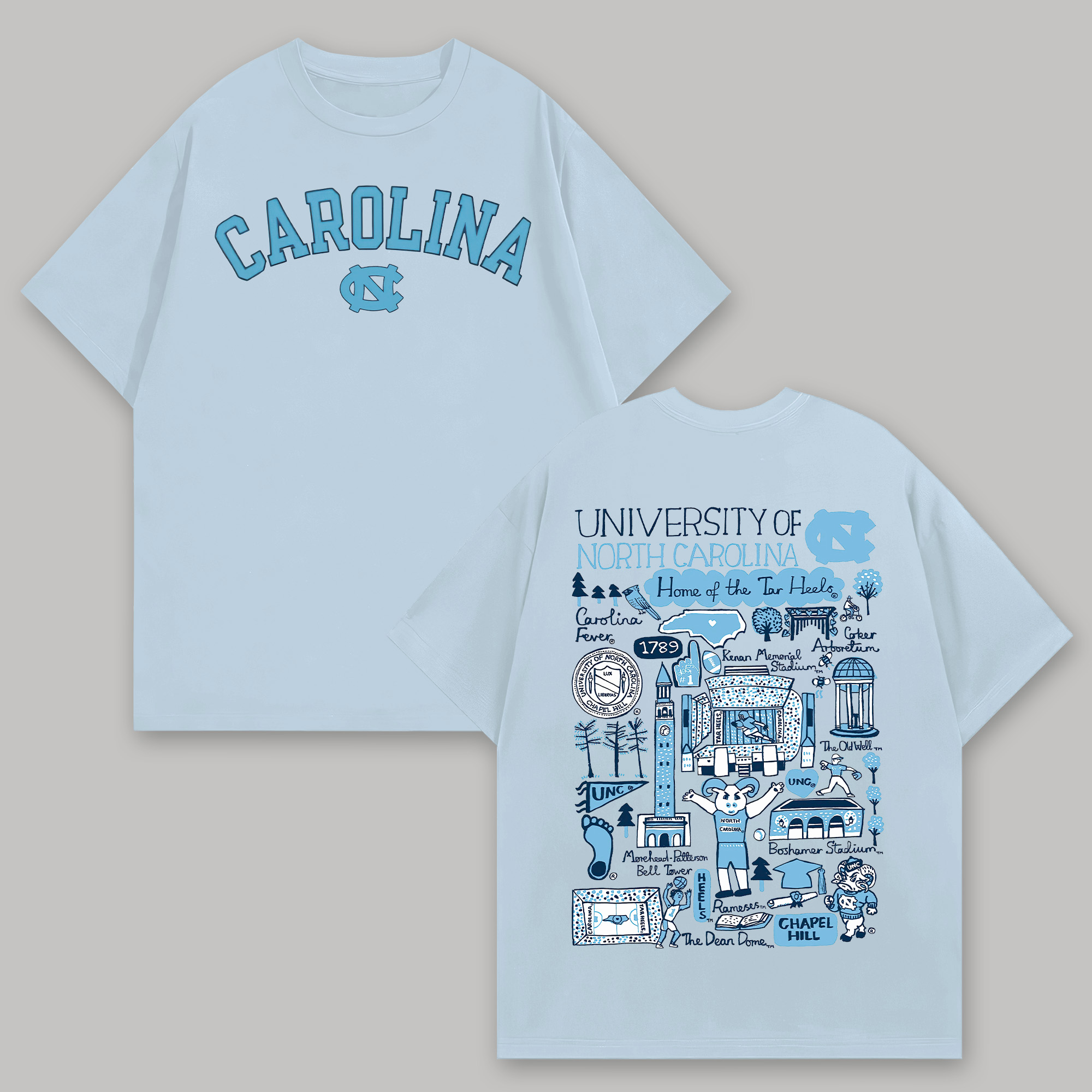 University of North Carolina Printed Oversized Unisex T-shirts Image - 4