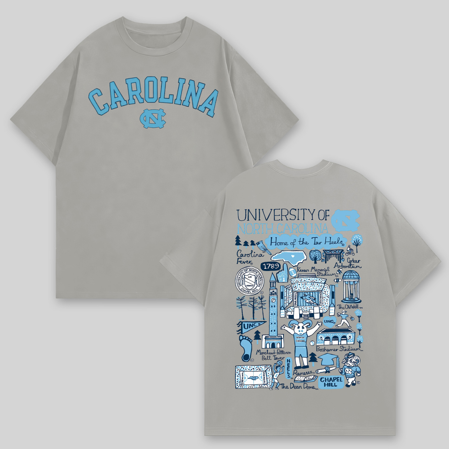 University of North Carolina Printed Oversized Unisex T-shirts Image - 6