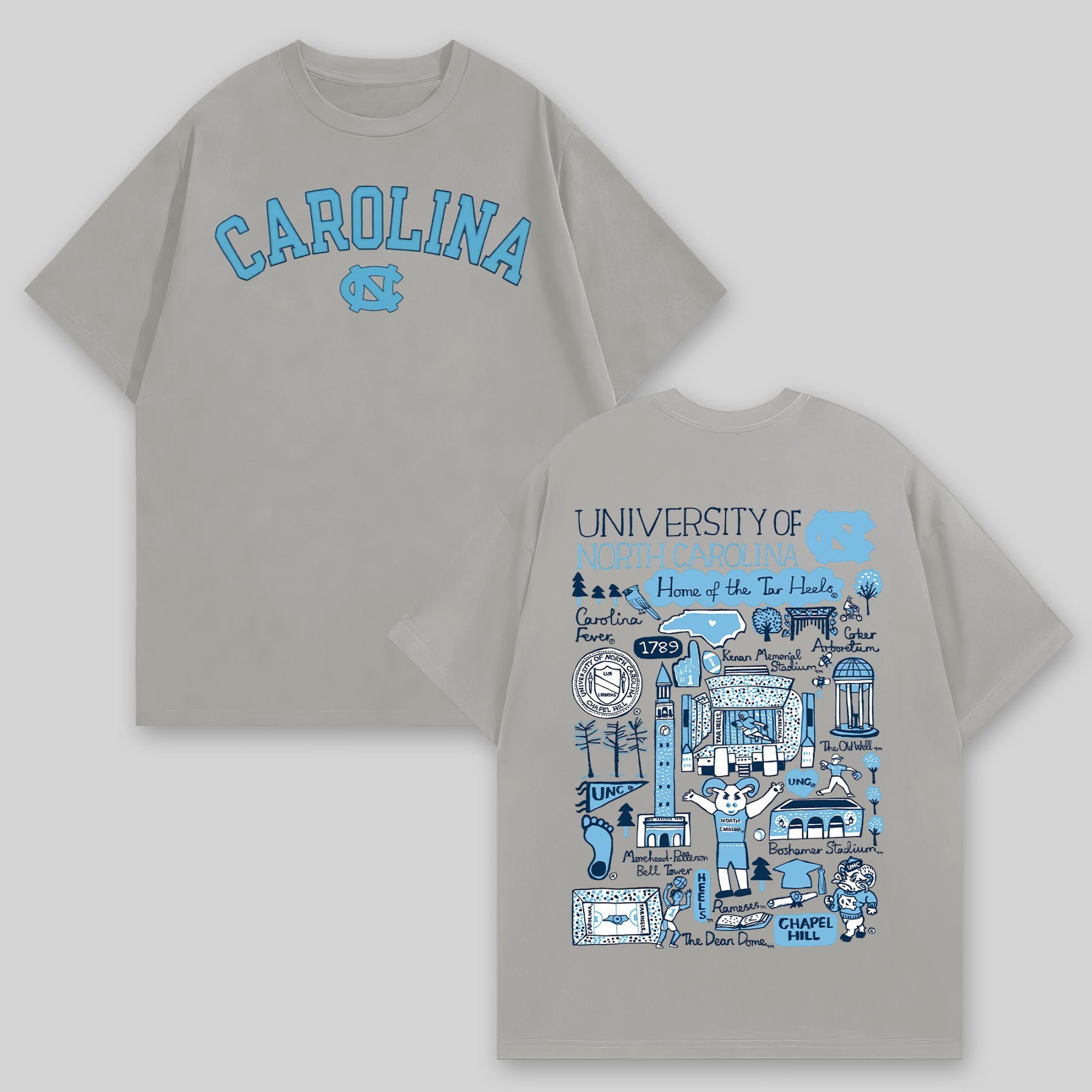 University of North Carolina Printed Oversized Unisex T-shirts Image - 6
